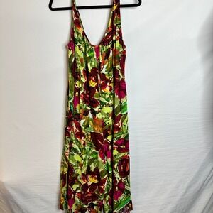 Vintage Jams World Anthurium Floral Wide Leg Easy Jumpsuit Medium Made in Hawaii